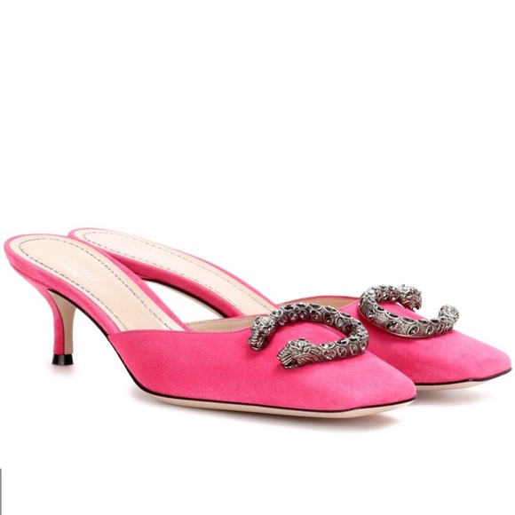Gucci Dionysus Suede Kitten Mule Pumps - Picture 1 of 8